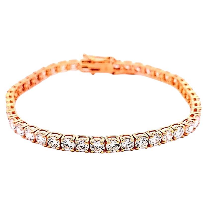 Pulsera de tenis con diamantes redondos brillantes de 8,94 ct en oro rosa de 14 quilates