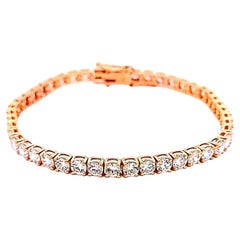 Pulsera de tenis con diamantes redondos brillantes de 8,94 ct en oro rosa de 14 quilates