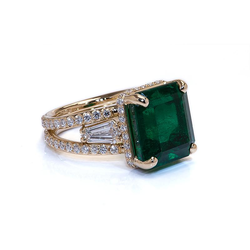 Emerald Cut 8.94cts Zambian Emerald Ring For Sale