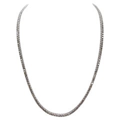 8.95 Carat Brilliant Cut Diamond Tennis Necklace 14 Karat White Gold 22"