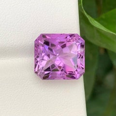 8.95 Carat Natural Loose Frosted Purple Amethyst Emerald Cut Brazilian Gemstone