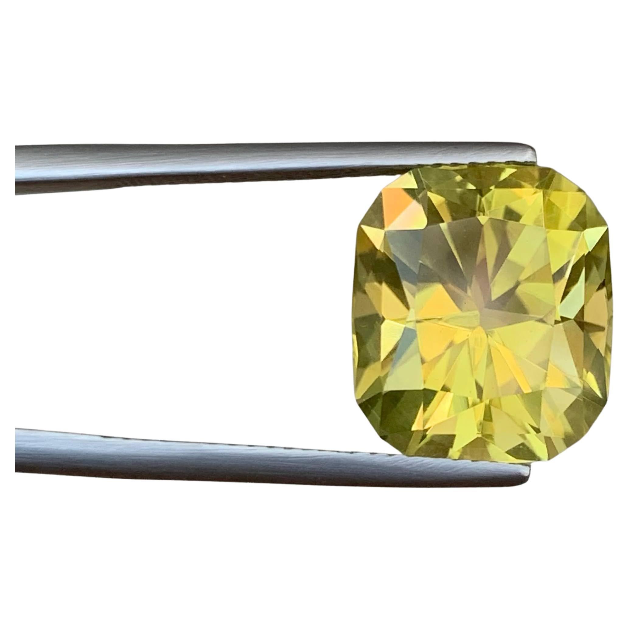 8.95 Carat Natural Loose Lemon Color Citrine Cushion Cut Brazilian Gemstone For Sale