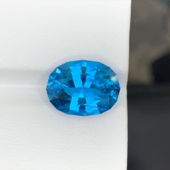 8.95 Carat Natural Loose Neon Blue Topaz Stone Oval Cut Madagascar's Gemstone