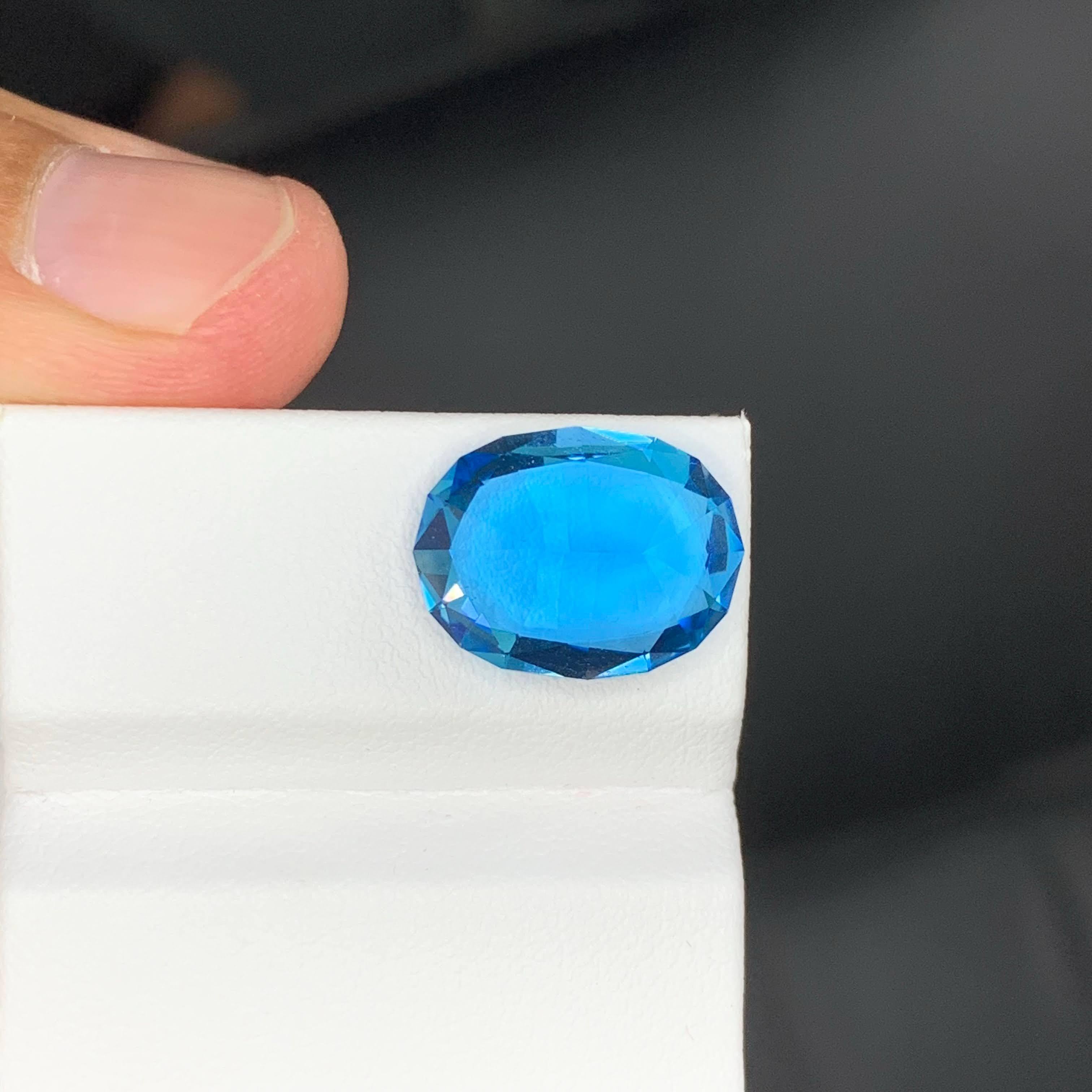8,95 Karat Natürlicher loser neonblauer Topas Stein Ovalschliff Madagaskar's Edelstein im Angebot 4