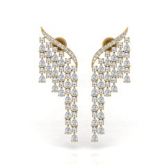 Pendientes colgantes de diamantes talla brillante redonda pera SI/H de 8,95 quilates Oro amarillo de 18k
