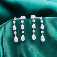 Natural 8.95 Carats Multi Shape Diamond Drop Earrings with 18K White Gold