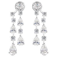 Natural 8.95 Carats Multi Shape Diamond Drop Earrings with 18K White Gold