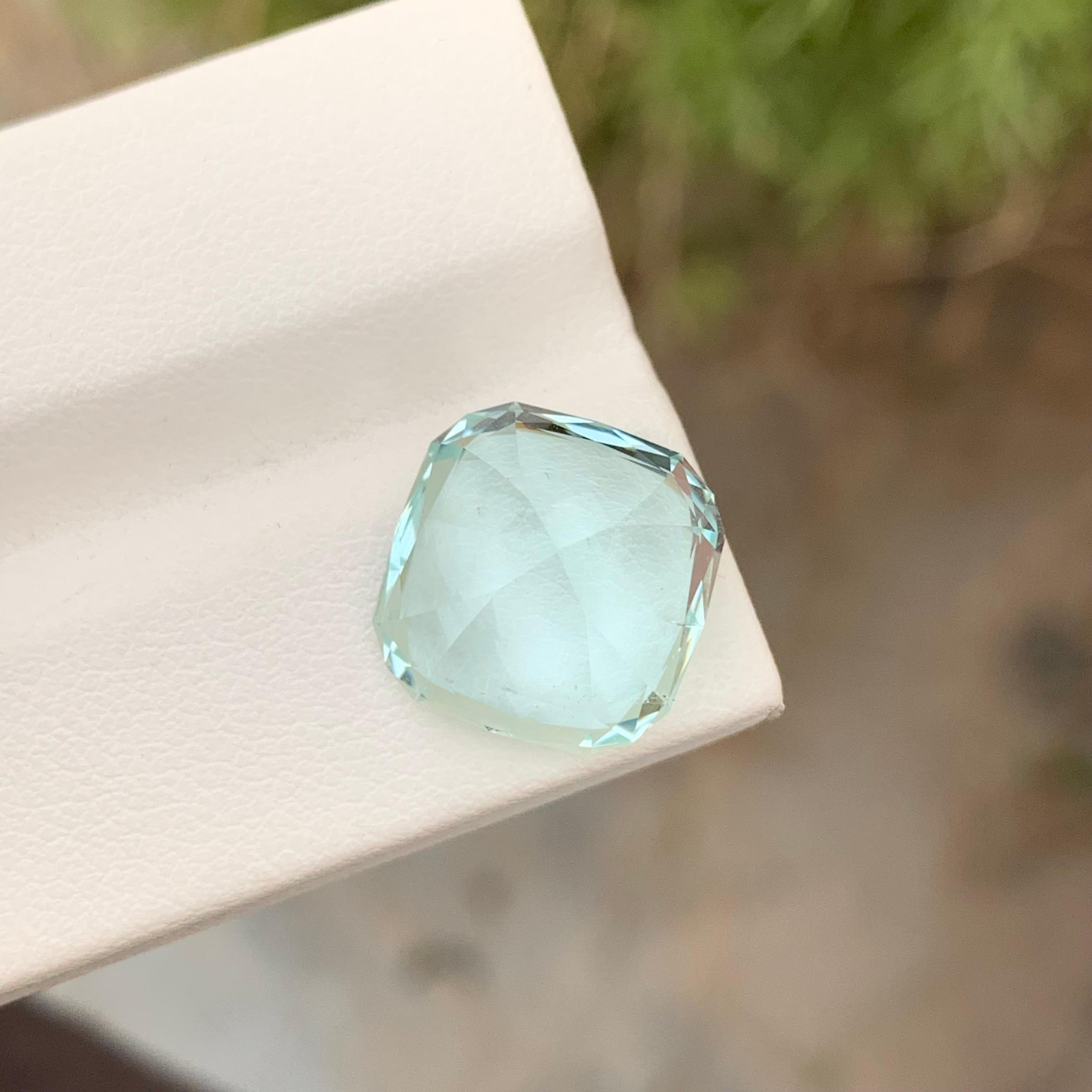 Loose Aquamarine 
Weight: 8.95 Carats 
Dimension: 13.2x12.9x8.9 Mm
Origin: Shigar Valley Pakistan 
Treatment: Non
Color; Light Seafoam 
Treatment: Non
Certificate; On Demand 
Aquamarine, a gemstone celebrated for its tranquil blue hues reminiscent