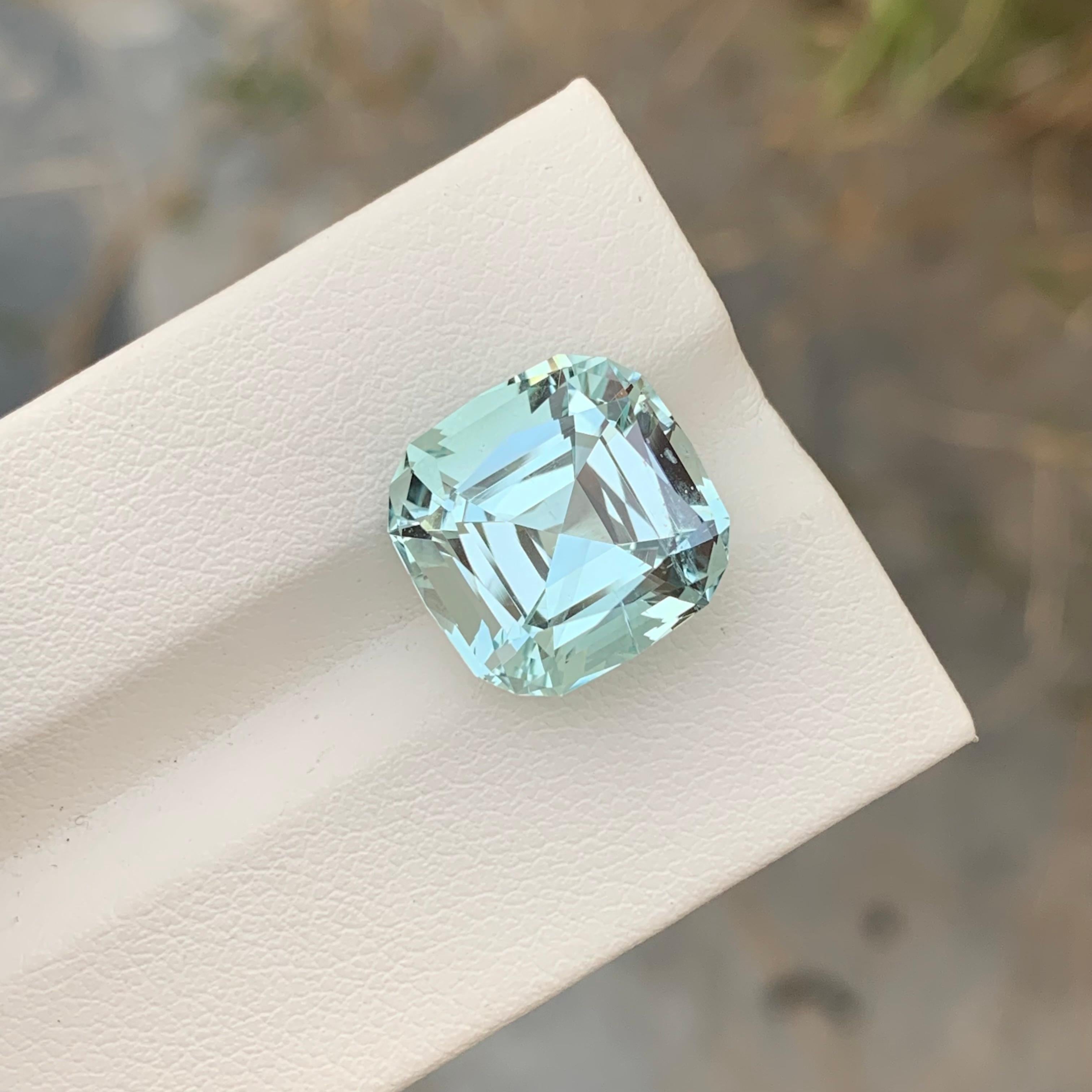 Antique Cushion Cut 8.95 Carats Natural Light Seafoam Color Loose Aquamarine From Shigar Valley  For Sale