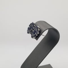 8.95 cttw. Blue Sapphire & White Diamond Earrings in 14k White Gold 10.62g.