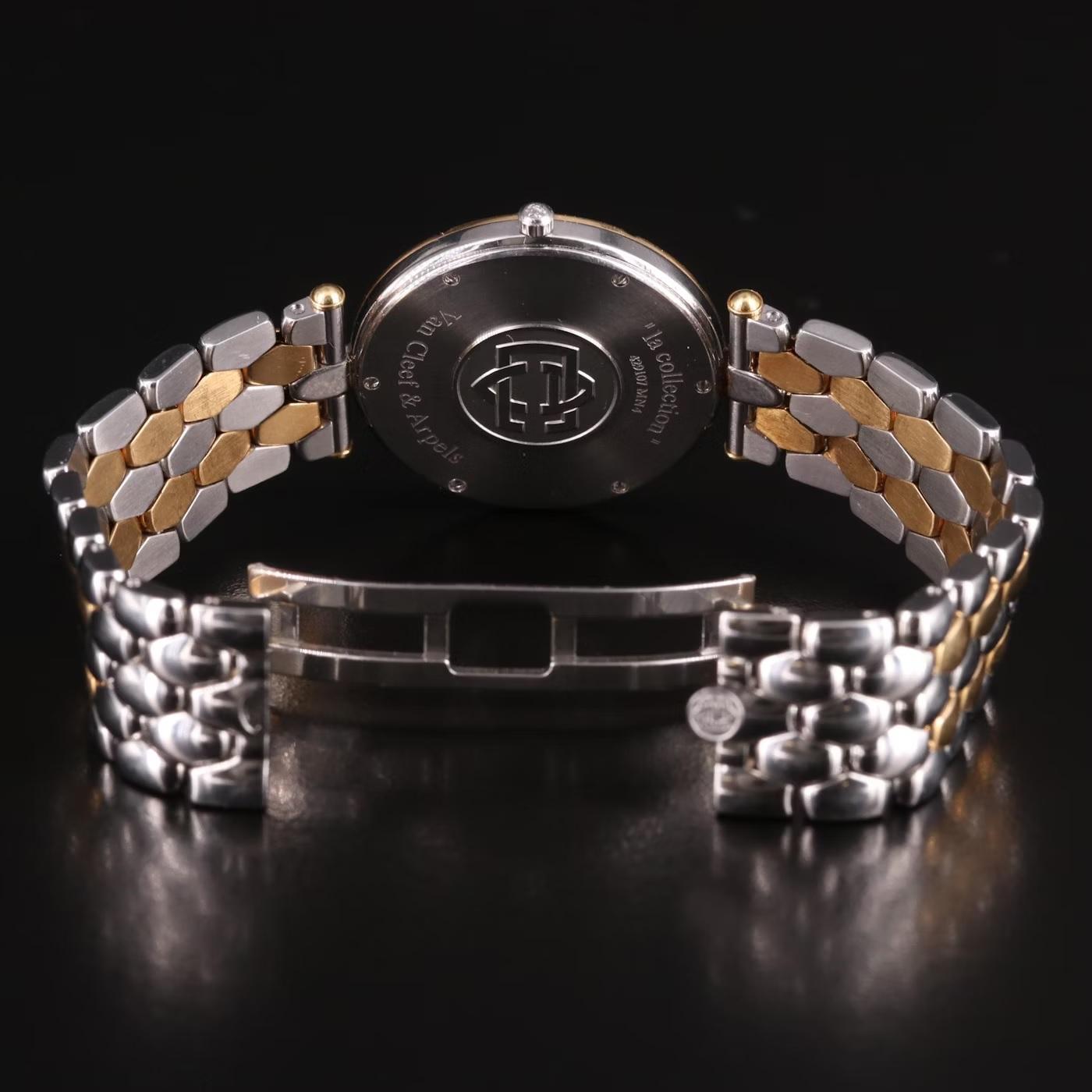 $8950 / Van Cleef & Arpels La Collection 31 mm Wristwatch / 18K Gold & SS For Sale 4