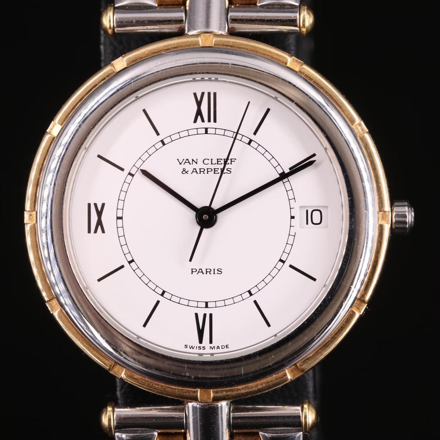 $8950 / Van Cleef & Arpels La Collection 31 mm Wristwatch / 18K Gold & SS For Sale 1