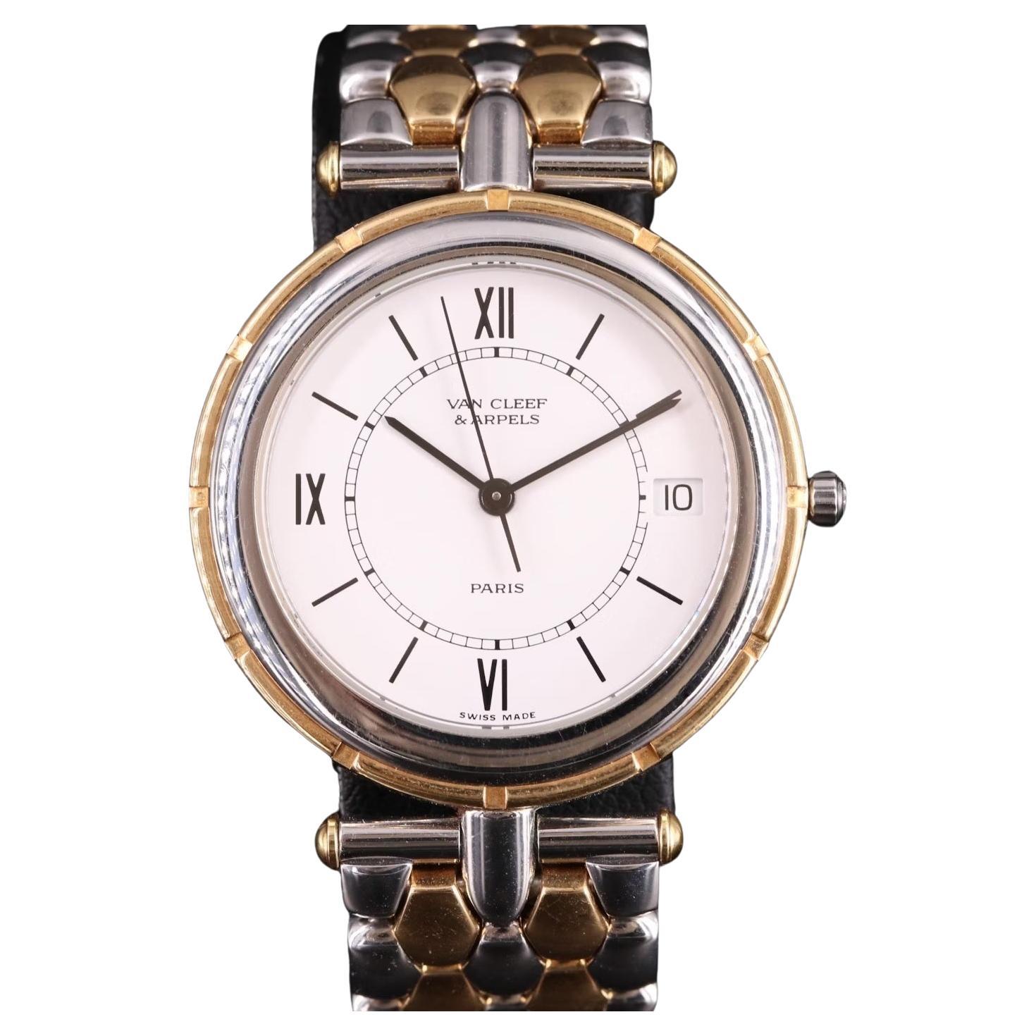 $8950 / Van Cleef & Arpels La Collection 31 mm Wristwatch / 18K Gold & SS For Sale