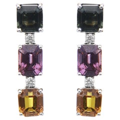 Pendientes de oro blanco con zafiro y diamante blanco de 8,96 quilates