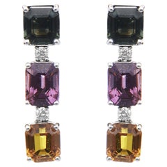 Pendientes de oro blanco con zafiro y diamante blanco de 8,96 quilates