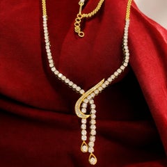 Collier de 8,96 cts F/VS1 de diamants ronds et baguettes en or jaune 18K