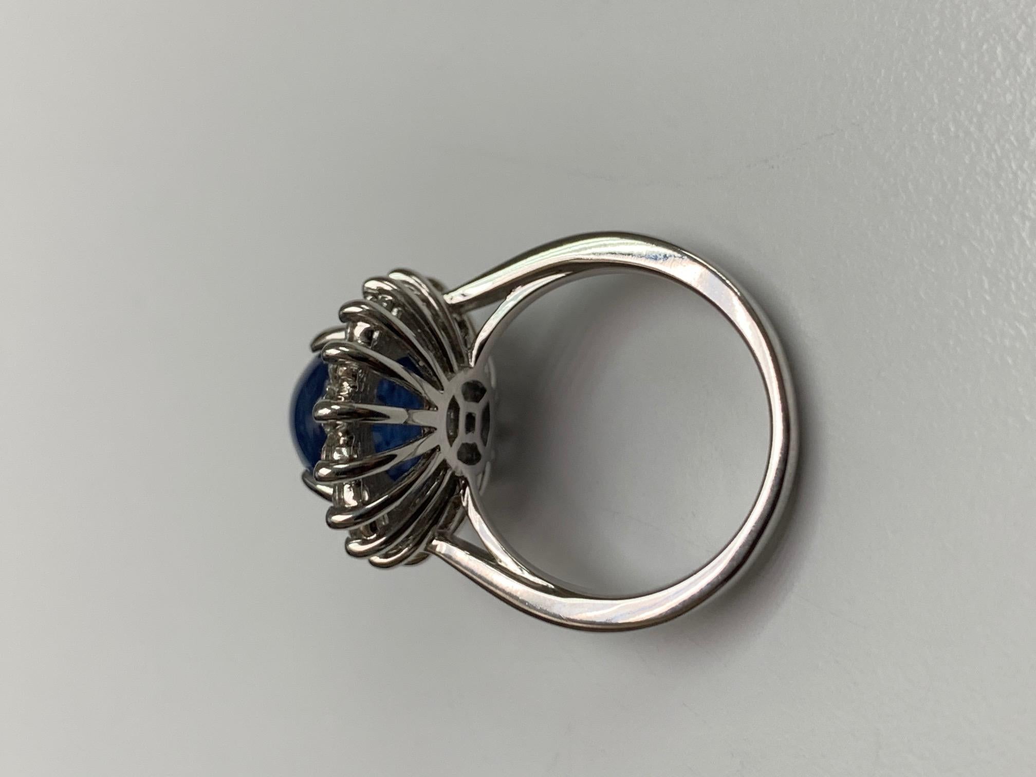 8.97 Carat Cab Blue Sapphire Diamond Cocktail Ring In New Condition For Sale In New York, NY