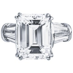8.97 Carat Emerald Cut GIA G VS2 Diamond Ring Platinum
