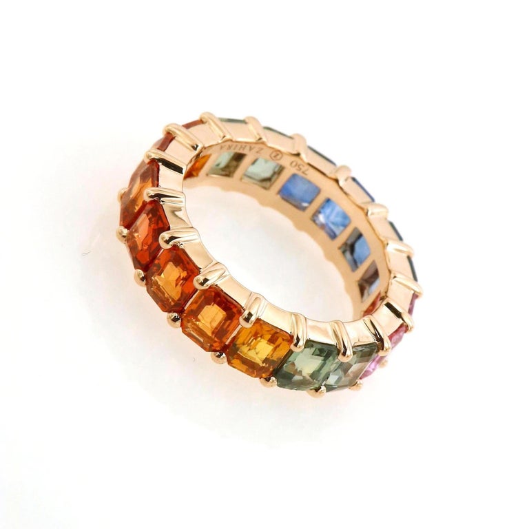 8.97 Carat Emerald Cut Rainbow Sapphire Eternity Band in ... (768 x 768 Pixel)