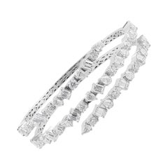 Pulsera brazalete espiral de diamantes multiforma SI/H de 8,99 quilates Oro blanco de 14 quilates