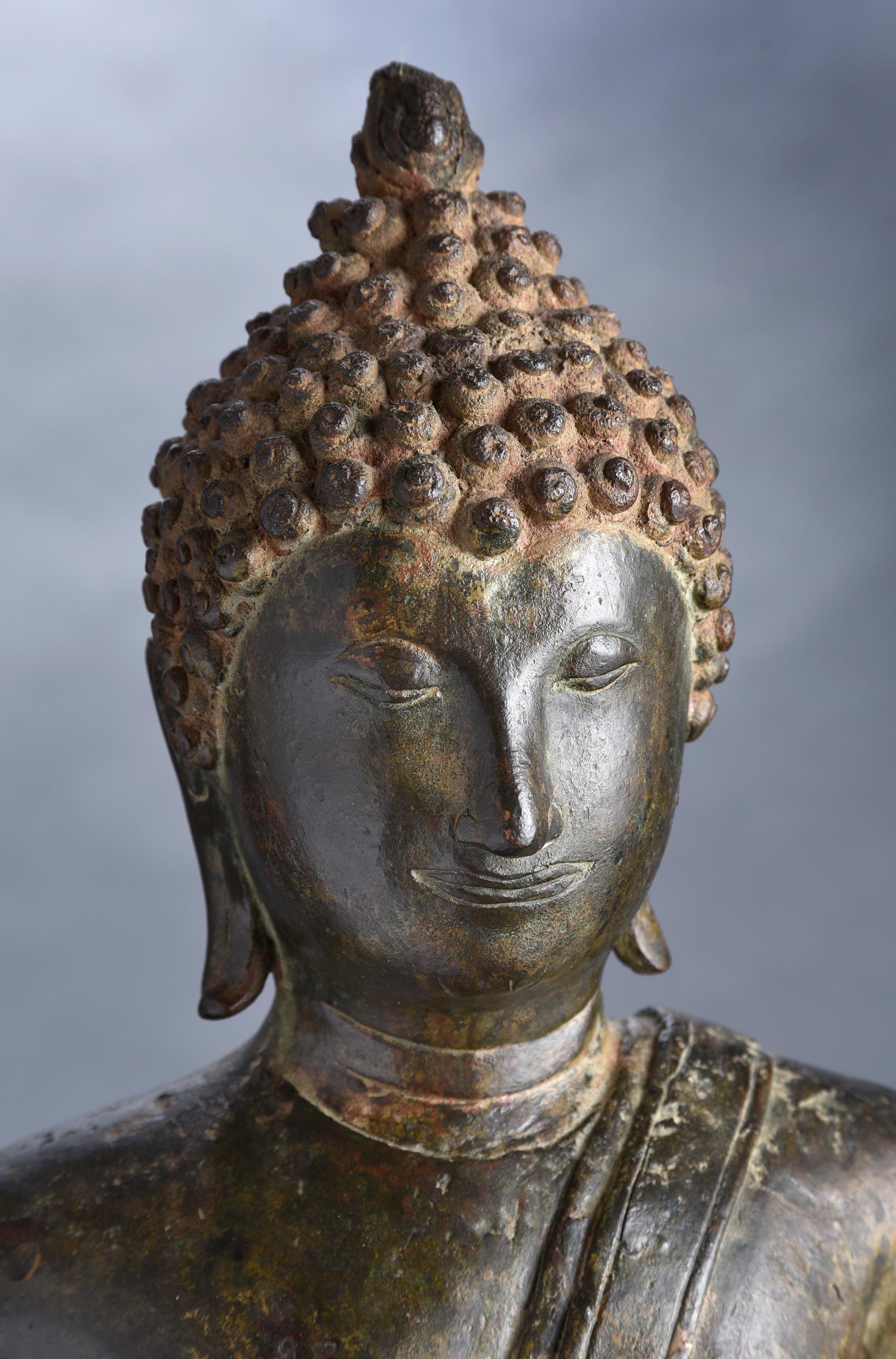 13th/early 14th C' Sukothai Walking Buddha, 8993 In Good Condition For Sale In Ukiah, CA