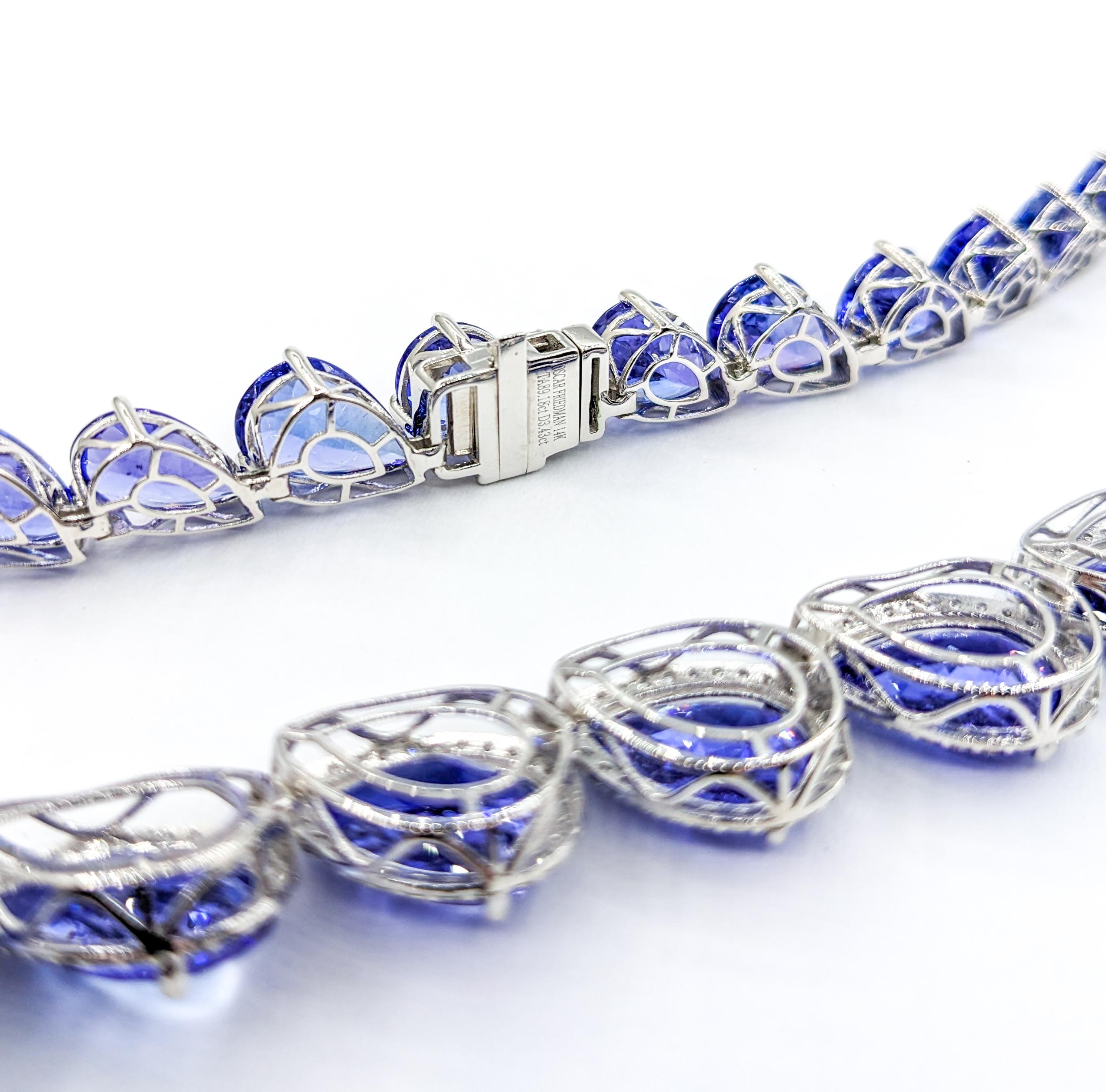 89ctw Tanzanite & Diamond Necklace White Gold In New Condition For Sale In Bloomington, MN