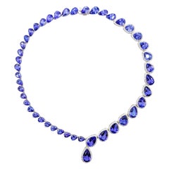 89 Karat Tansanit & Diamant-Halskette aus Weißgold