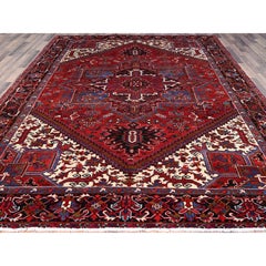 8'9"x10'10" Upsdell Red Soft & Vibrant Wool Semi Antique Nomad Art Oriental Rug