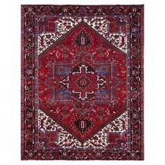 8'9"x10'10" Upsdell Red Soft & Vibrant Wool Semi Antique Nomad Art Oriental Rug