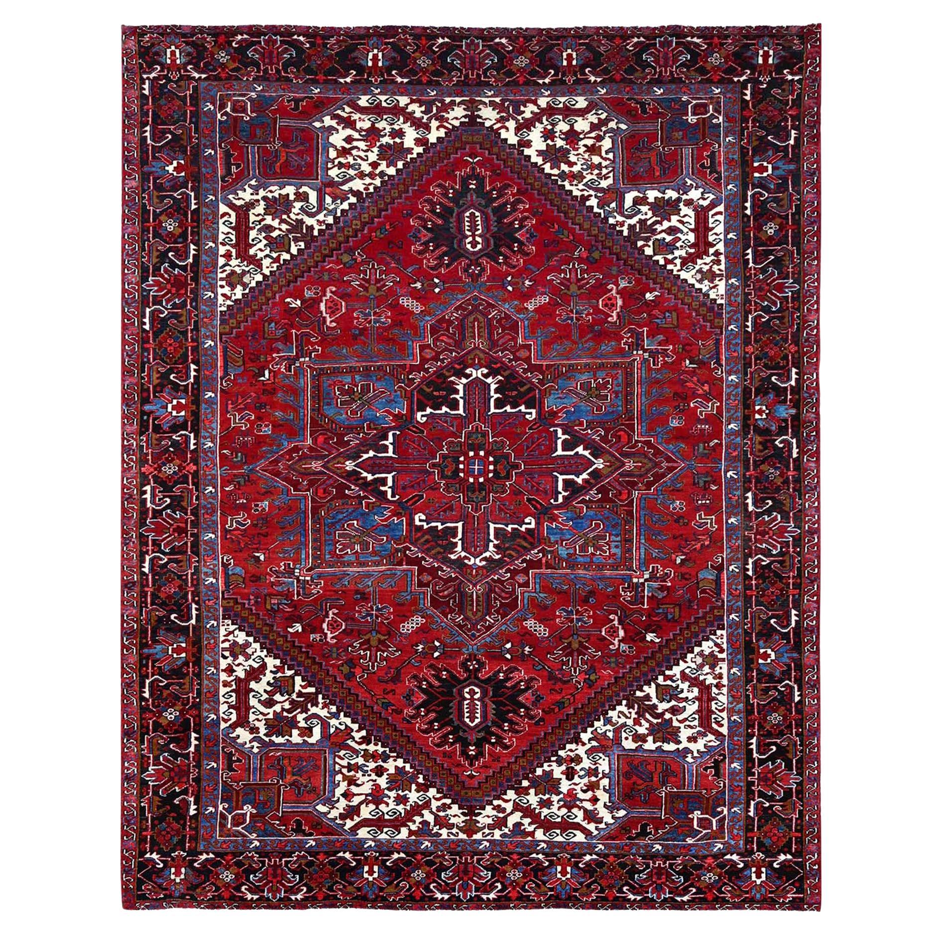 8'9"x10'10" Upsdell Red Soft Wool Semi Antique Nomad Art Worn Down Oriental Rug