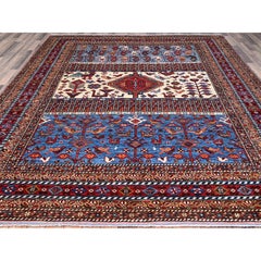 8'9"x10'5" Lichen Blue Turkish Knot Shiny Wool Hand Knotted Oriental Rug