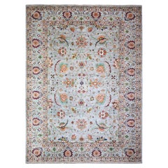 8
9 "x11
10" Gris Sultani Motifs Tabriz All Over Design Tapis oriental noué à la main