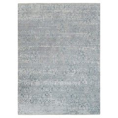 8'9 "x11'10" Porcelain White Damask Wool and Plant Based Silk Hand Knots Rugs (Tappeto in lana e seta a base vegetale)