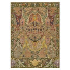 8
9"x11
10" Sand Brown Hand Knotted Antiqued Bijar Garus Design Wool
Silk Rug