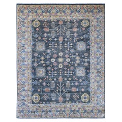 8'9"x11'5" Gray Khotan with Pomegranate Design Peshawar Hand Knotted Wool Rug