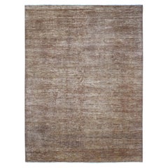 8'9"x11'6" Coffee Brown Plain Solid Pattern Hand Knotted Ghazni Wool Rug