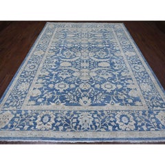 8'9"x11'7" Blauer Peshawar Heriz All Over Design Handgeknüpfter orientalischer Teppich aus Wolle