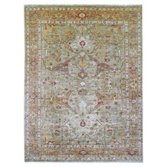 8'9"x11'7" Green Hand Knotted Peshawar with Bijar Garus Design Pure Wool Rug