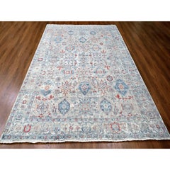 8'9 "x11'9" Blue Antiqued Tabriz Design Distressed Hand Knotsted Pure Wool Rug (tapis de laine pure)