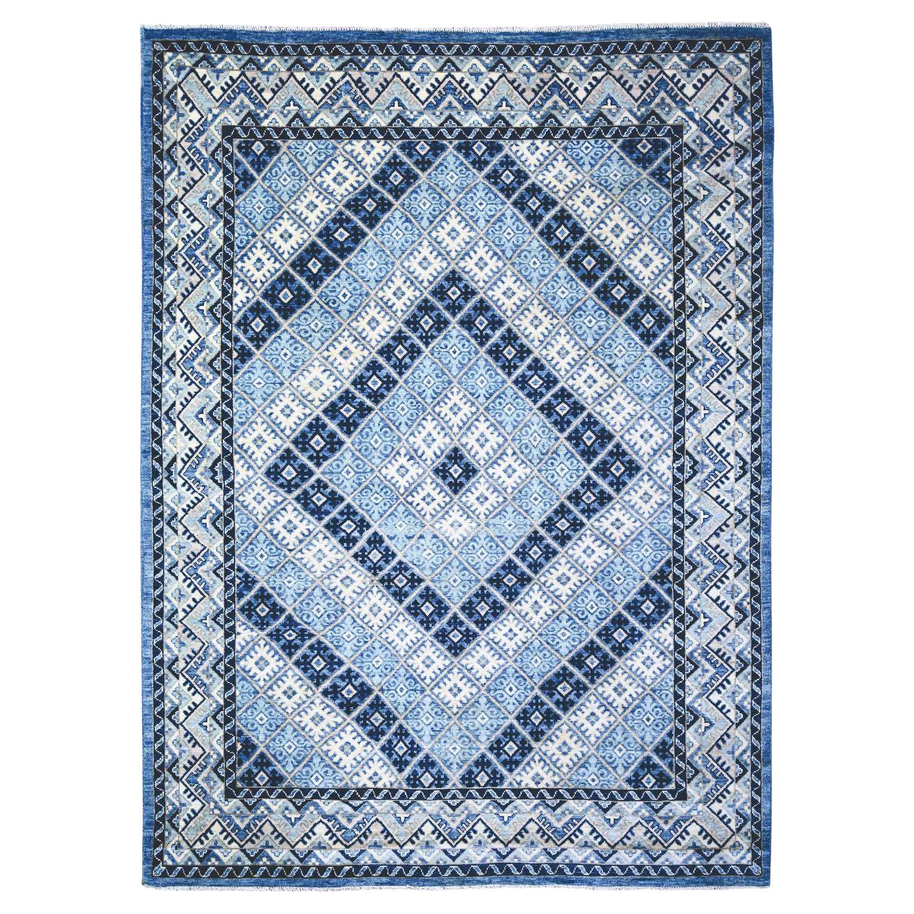 8'9 "x11'9" Kleiner Junge Blau, Anatolisches Dorf Inspiriert Weiche Wolle Handgeknüpft Ru