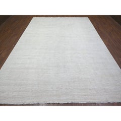 8'9"x11'9" Retro White Washed Out Peshawar Wool Hand Knotted Oriental Rug