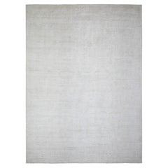 8'9 "x11'9" Retro White Washed Out Peshawar Wool Tapis oriental noué à la main