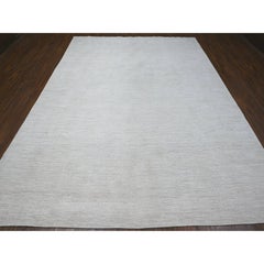 8'9"x11'9" Titan White Pure And Soft Wool Modern Peshawar Oriental Rug