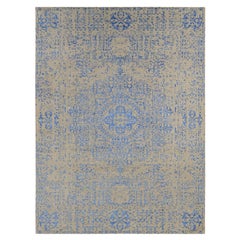 8
9"x12
 Bayern Blue, Hand Loomed, Wool and Art Silk, Mamluk Design, Rug