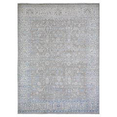 8'9 "x12' Brown Washed Peshawar With All Over Mahal Design Wolle Hand Knotted Rug
