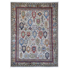 8'9 "x12' Grau Kaukasisch Inspiriert Antiquiert Design Handgeknüpft Wolle Orientteppich