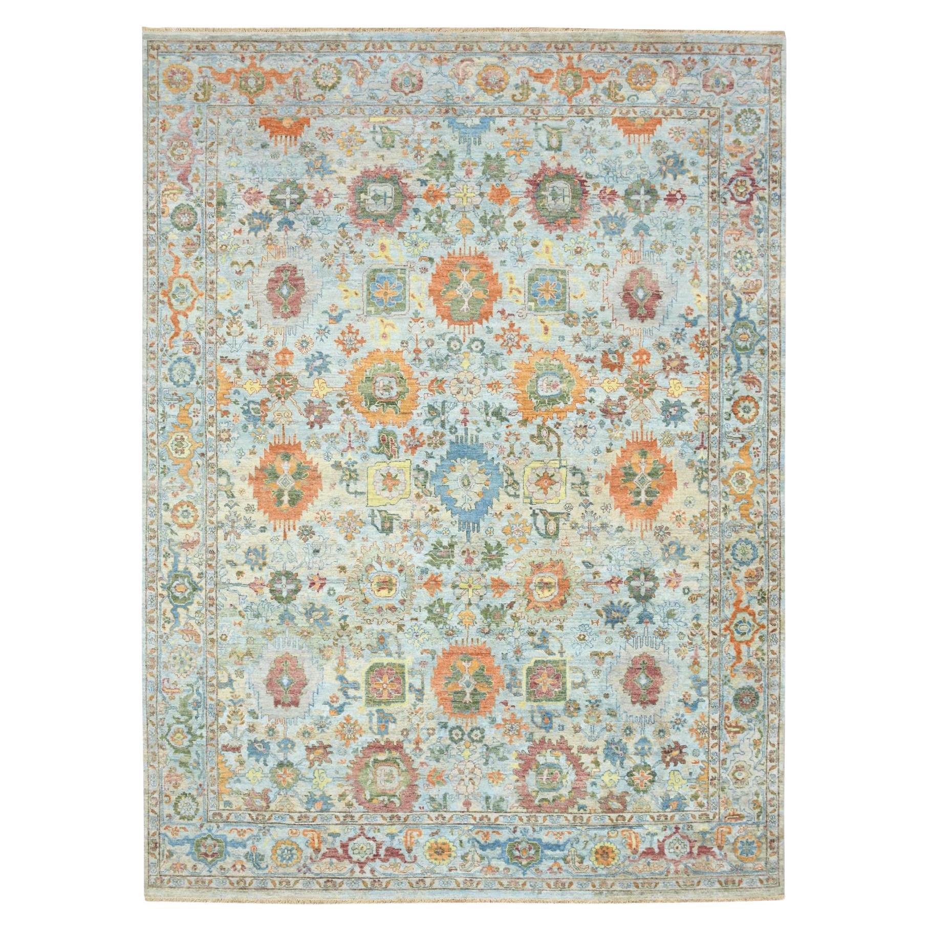 8
9 "x12
 Hellblauer Sultanabad Reimagined Handgeknüpfter Orientteppich aus reiner Wolle
