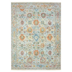 8
9 "x12
 Hellblauer Sultanabad Reimagined Handgeknüpfter Orientteppich aus reiner Wolle