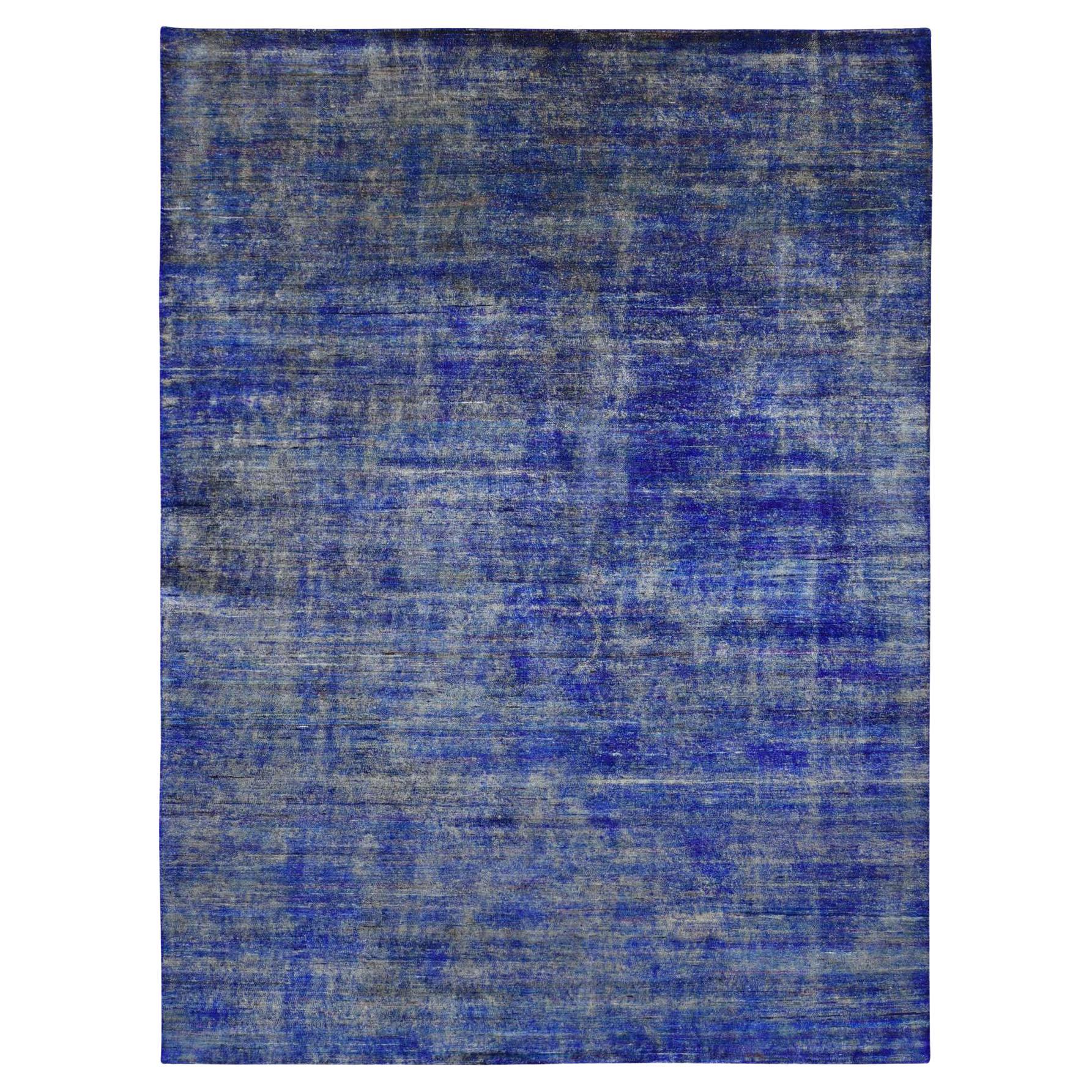 8
9 "x12
 Pourpre et or, Design Modern, Soie Sari, Noué à la main, Tapis d
Orient en vente