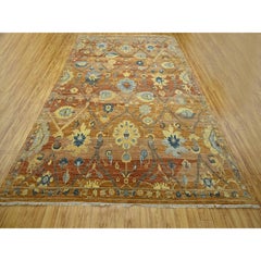 8'9"x12' Rust Red Persian Inspired Design with Abrash All Wool Hand Knotted Rug